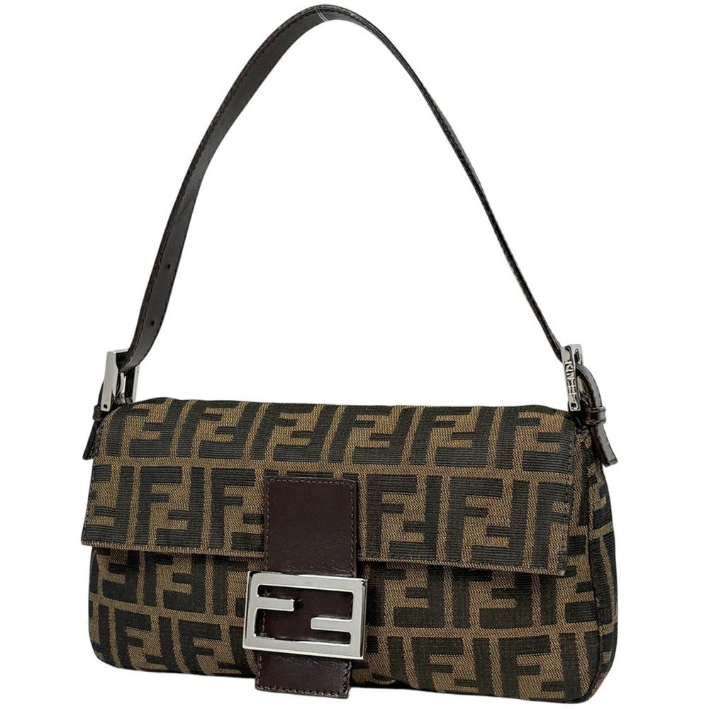 Fendi Zucca Mamma Baguette 2way Shoulder Bag canvas brown
